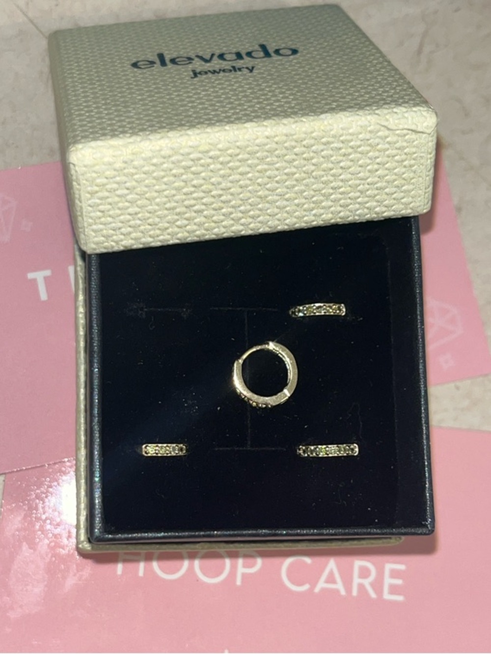 Women’s Elevado Gold Hoop Earring Set - Sparkling Gold Huggies 2 pairs